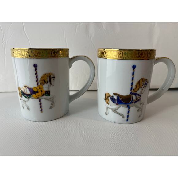 Royal Gallery Gold Buffet Carousel Set 2 China Coffee Cups Purple Blue Gold Rim - Picture 12 of 12